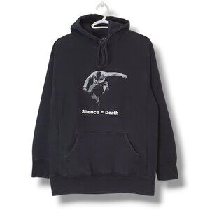 FW16 Noah Silence = Death Graphic Hoodie Sweater Black Size L